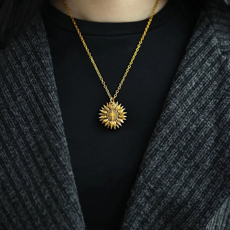 Elegant 14k gold sunflower necklace with delicate chain